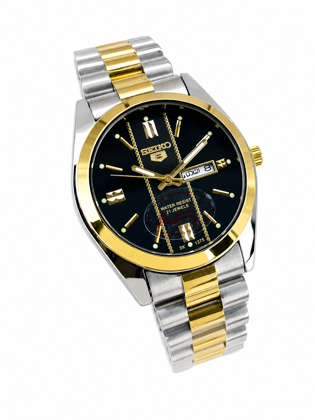 Men's Luxury Gold Black Dial Watch 37mm Stainless Steel
