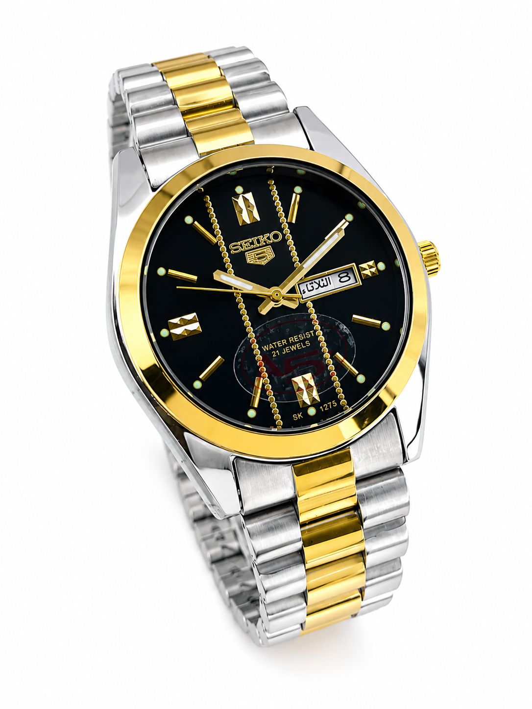 Men's Luxury Gold Black Dial Watch 37mm Stainless Steel