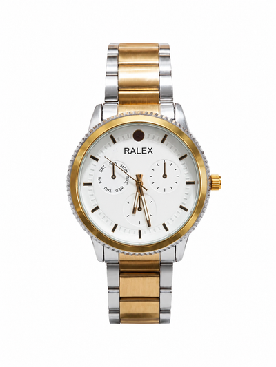 Two-Tone Analog Wristwatch Gold Silver