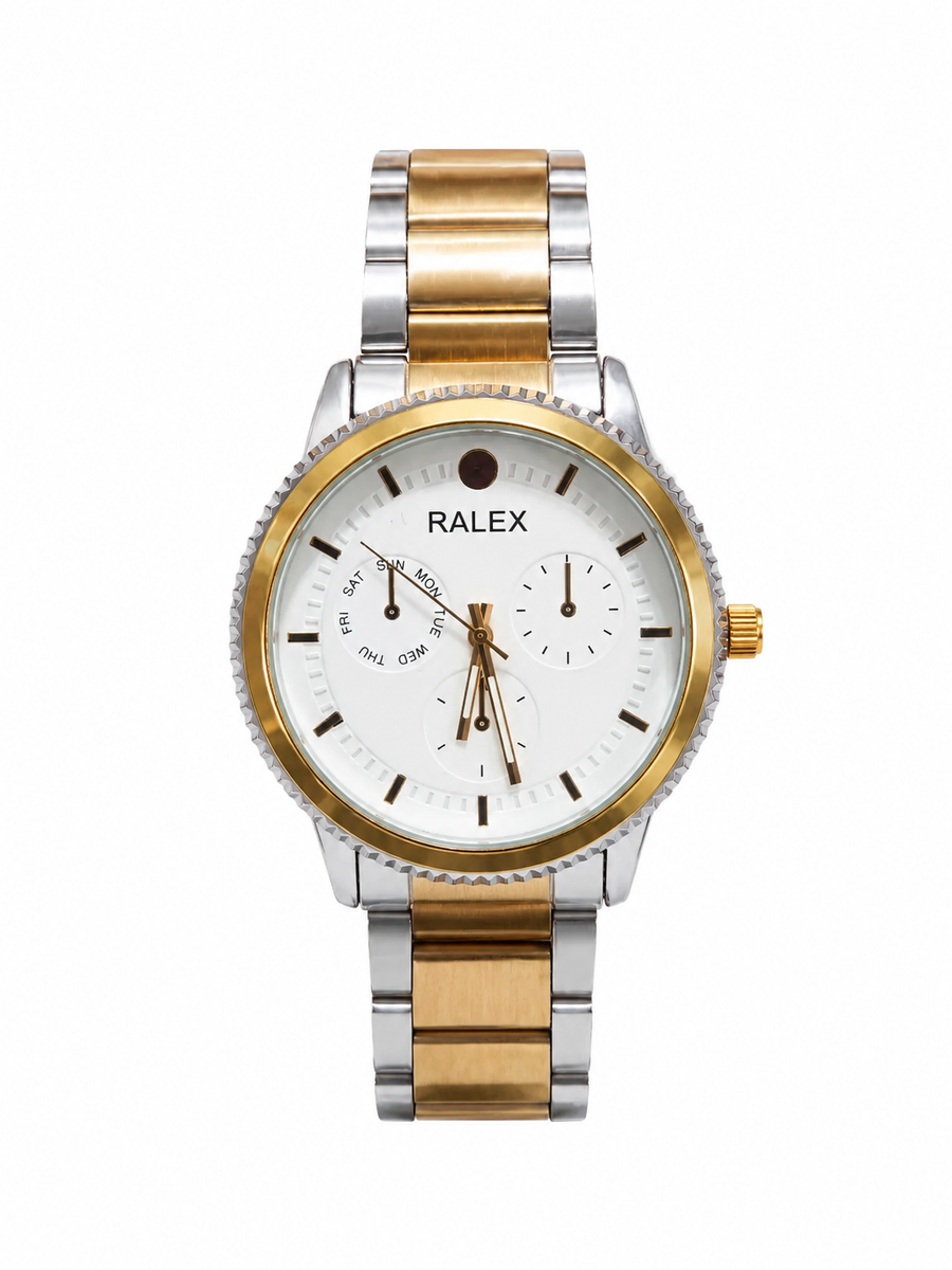 Two-Tone Analog Wristwatch Gold Silver