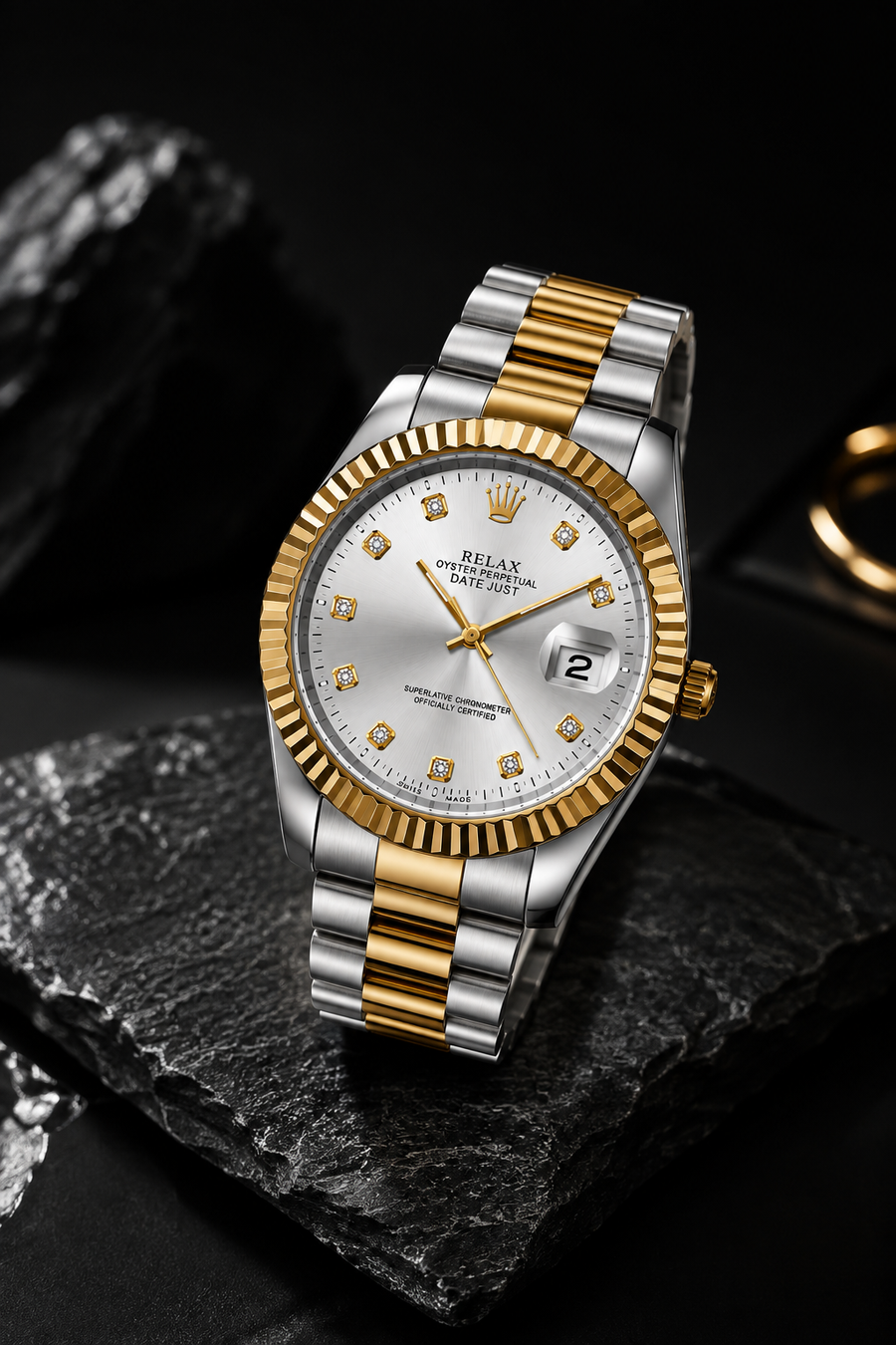 Luxury Two-Tone Men’s Watch – Gold & Silver Premium Design