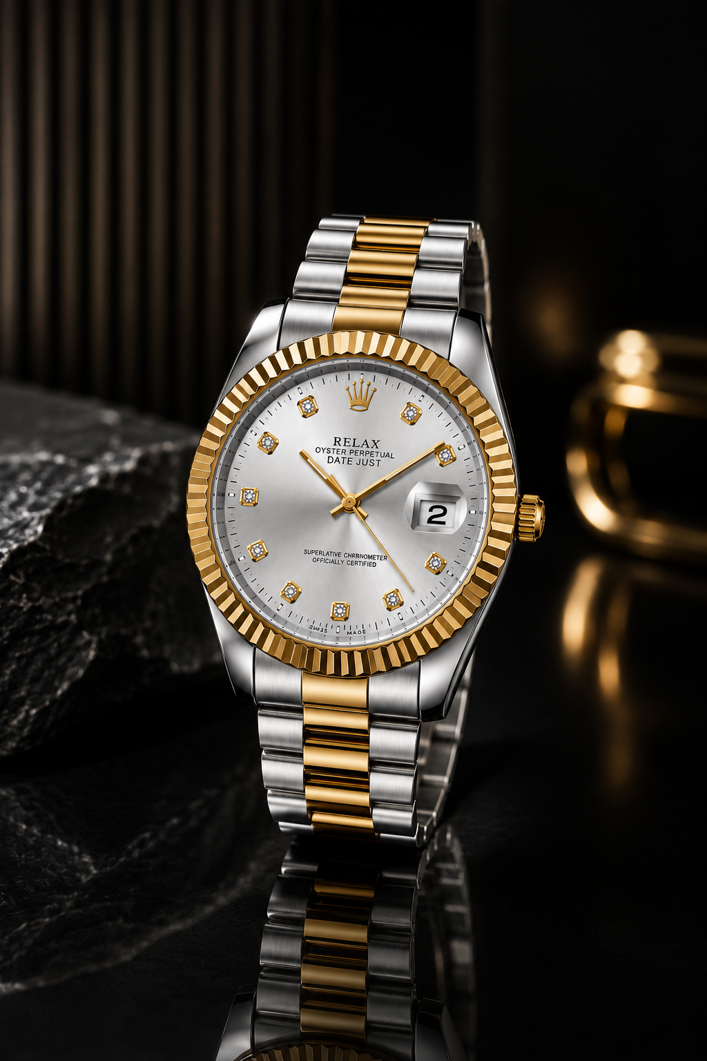 Luxury Two-Tone Men’s Watch – Gold & Silver Premium Design