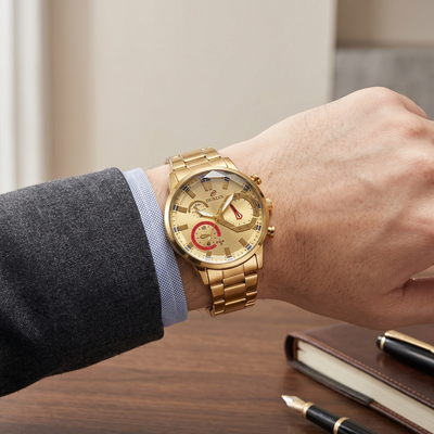 All-Gold Chronograph Watch for Men