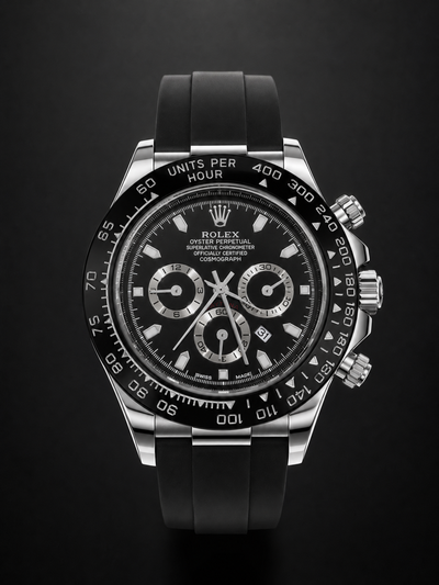 Men's Premium Black Dial Analog Watch with Silicone Strap