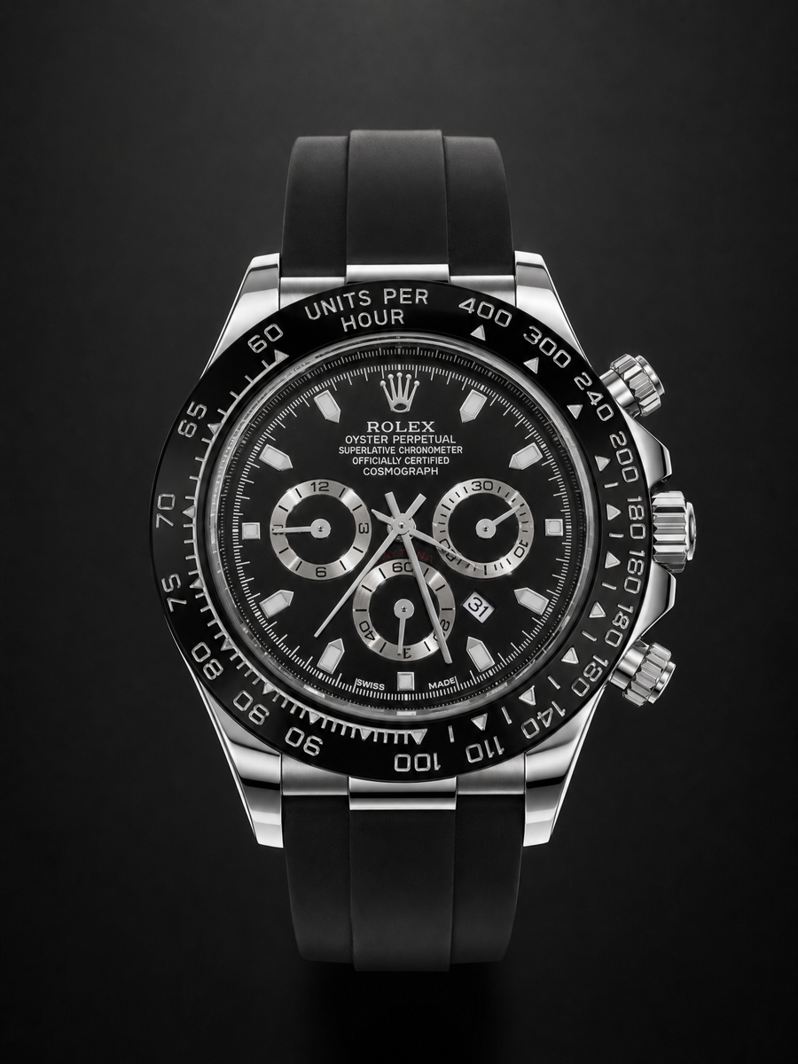 Men's Premium Black Dial Analog Watch with Silicone Strap