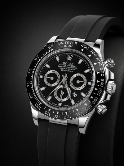 Men's Premium Black Dial Analog Watch with Silicone Strap