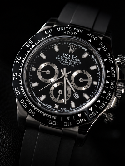 Men's Premium Black Dial Analog Watch with Silicone Strap