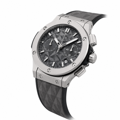 Classic Silver Chronograph Watch – White Textured Dial & Grey Rubber Strap