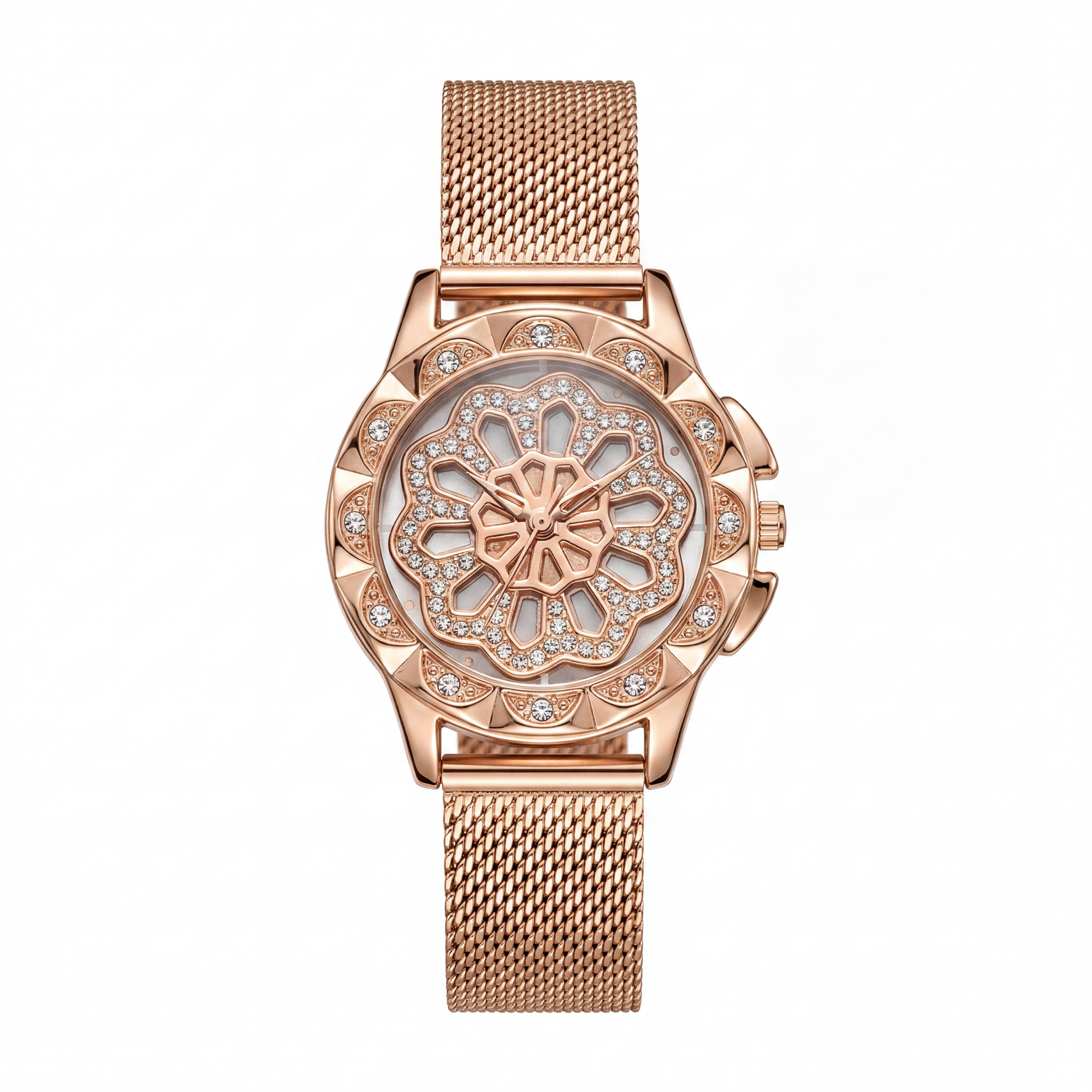Rose Gold Floral Dial Watch for Women