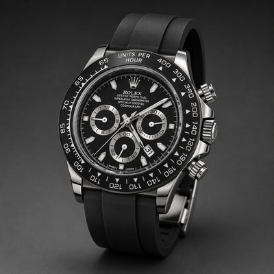 Men's Premium Black Dial Analog Watch with Silicone Strap