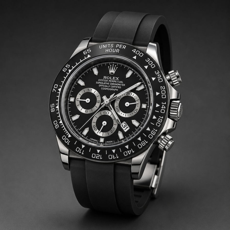 Men's Premium Black Dial Analog Watch with Silicone Strap