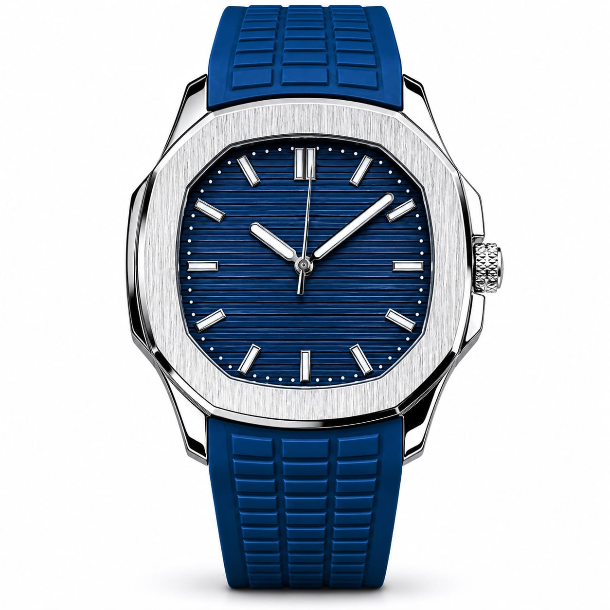 Men's Water Resistant Quartz Watch with Textured Rubber Strap