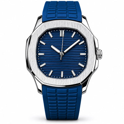 Men's Water Resistant Quartz Watch with Textured Rubber Strap