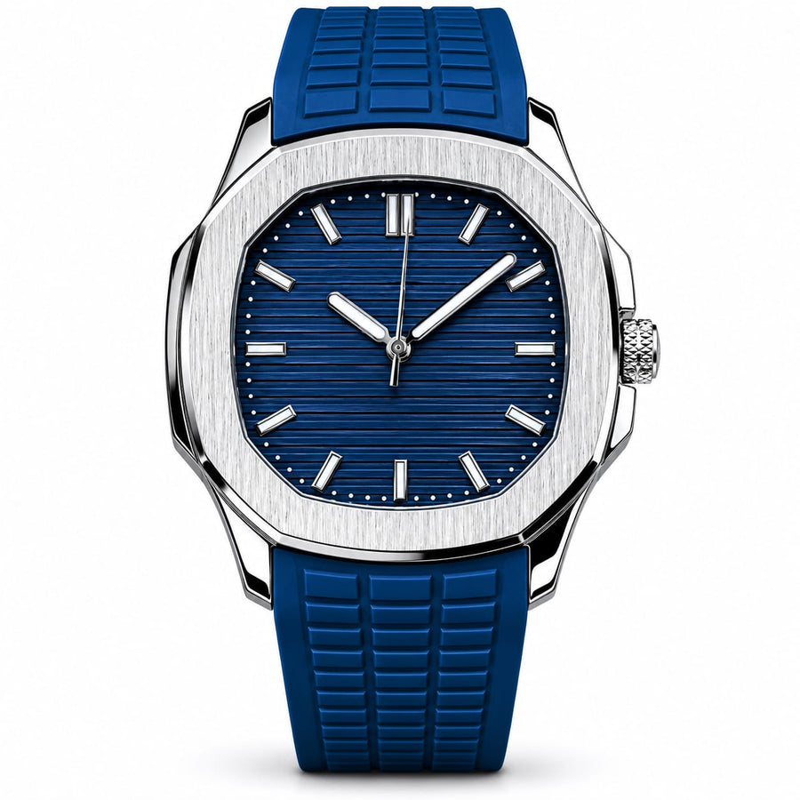 Men's Water Resistant Quartz Watch with Textured Rubber Strap