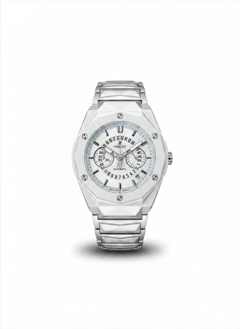 Diamond Cut Chain Watch replica white