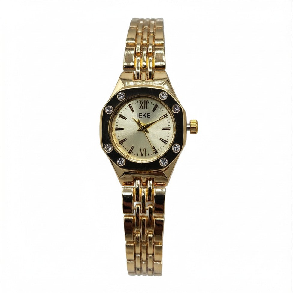 Women's Gold Octagonal Watch with Diamond Accents